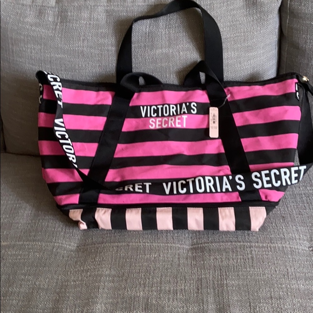 Victoria’s Secret Signature Stripe Weekender NWT